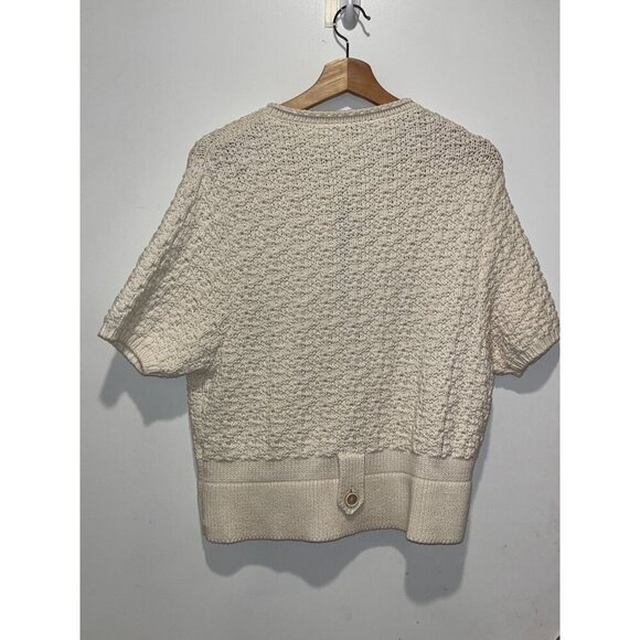Piazza Sempione Womens Cream Short Sleeve Textured Knit Cardigan  Size 42 - Picture 6 of 9
